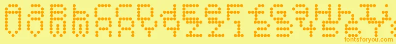 Perforationstrip-Schriftart – Orangefarbene Schriften auf gelbem Hintergrund