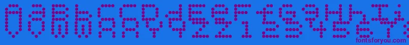 Perforationstrip-Schriftart – Violette Schriften auf blauem Hintergrund