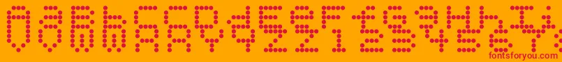 Perforationstrip-Schriftart – Rote Schriften auf orangefarbenem Hintergrund
