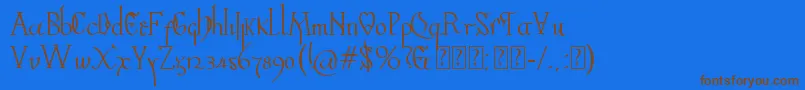 Valpuesta-Schriftart – Braune Schriften auf blauem Hintergrund