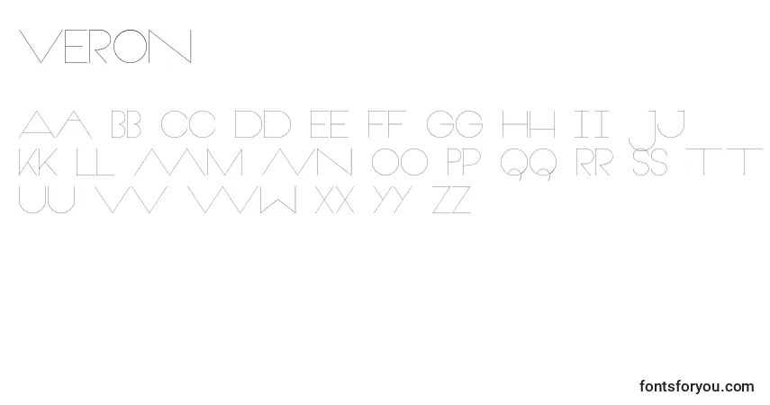 Czcionka Veron – alfabet, cyfry, specjalne znaki