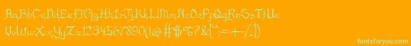 Blackscript-Schriftart – Grüne Schriften auf orangefarbenem Hintergrund