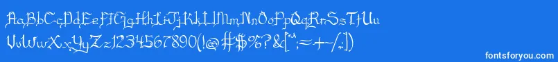 Blackscript-Schriftart – Weiße Schriften auf blauem Hintergrund
