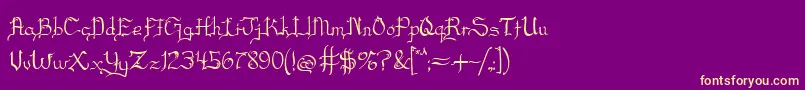 Fonte Blackscript – fontes amarelas em um fundo roxo