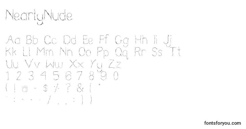 Czcionka NearlyNude – alfabet, cyfry, specjalne znaki