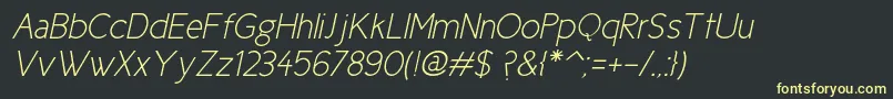 Ciclefinaitalicフォントについての詳細 フォントCiclefinaitalic – 黒い背景に黄色の文字