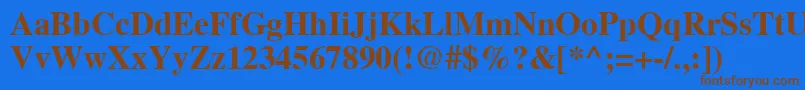 フォントTribuneBold – 茶色の文字が青い背景にあります。