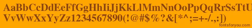 TribuneBold-Schriftart – Braune Schriften auf orangefarbenem Hintergrund