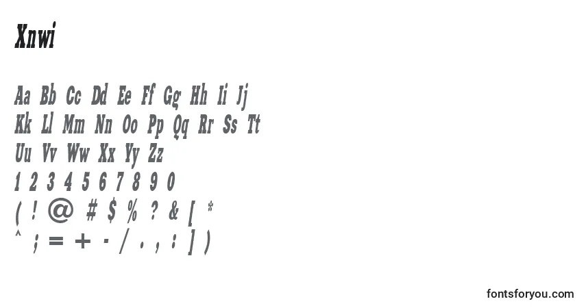 Czcionka Xnwi – alfabet, cyfry, specjalne znaki
