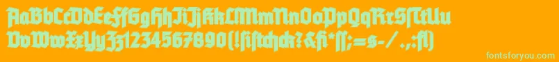 TannenbergContour-Schriftart – Grüne Schriften auf orangefarbenem Hintergrund