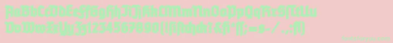 TannenbergContour-Schriftart – Grüne Schriften auf rosa Hintergrund