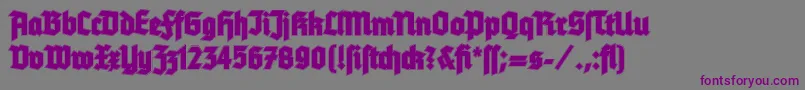 フォントTannenbergContour – 紫色のフォント、灰色の背景