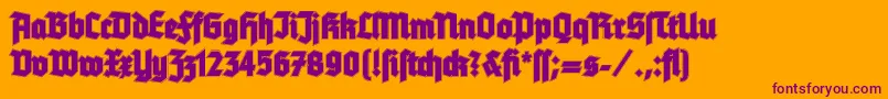 TannenbergContour-fontti – violetit fontit oranssilla taustalla