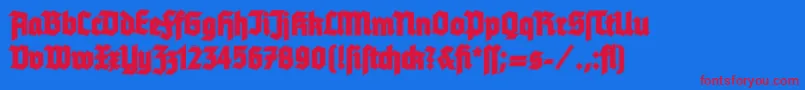 TannenbergContour-Schriftart – Rote Schriften auf blauem Hintergrund