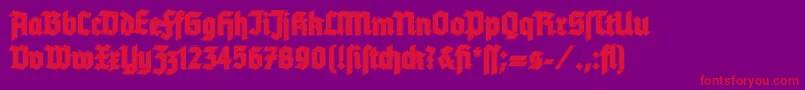 TannenbergContour-Schriftart – Rote Schriften auf violettem Hintergrund