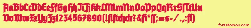 TannenbergContour Font – Red Fonts on Yellow Background