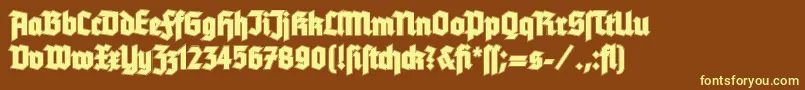TannenbergContour-fontti – keltaiset fontit ruskealla taustalla
