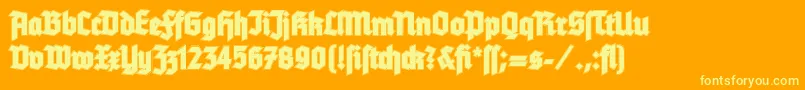 TannenbergContour-Schriftart – Gelbe Schriften auf orangefarbenem Hintergrund