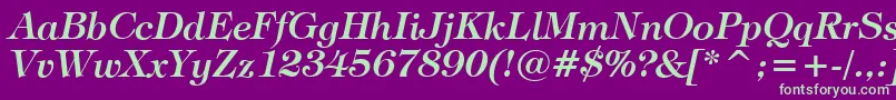 TiffanyDemiItalicBt Font – Green Fonts on Purple Background