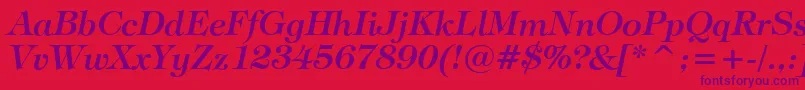 TiffanyDemiItalicBt Font – Purple Fonts on Red Background