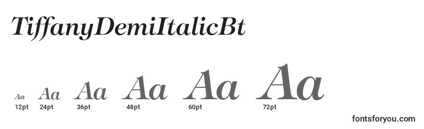 Размеры шрифта TiffanyDemiItalicBt