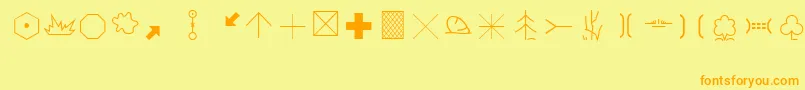 MapinfoCartographic-Schriftart – Orangefarbene Schriften auf gelbem Hintergrund