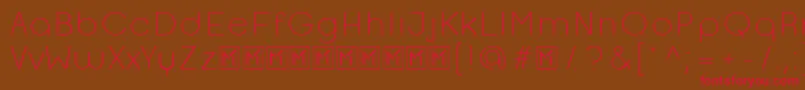 フォントOpificioLightRounded – 赤い文字が茶色の背景にあります。