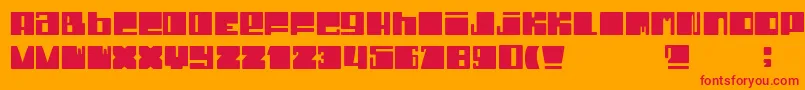 フォントDheCrunci – オレンジの背景に赤い文字