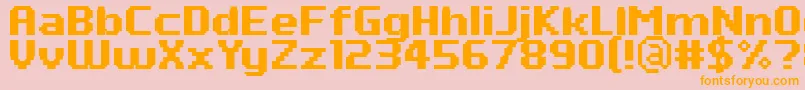 フォントPfTempestaSevenBold – オレンジの文字がピンクの背景にあります。