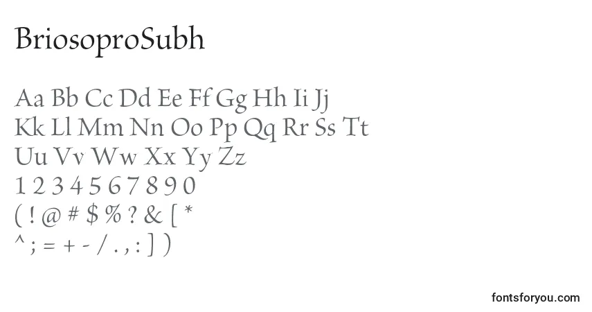 Шрифт BriosoproSubh – алфавит, цифры, специальные символы