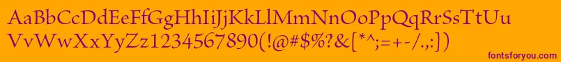 BriosoproSubh-Schriftart – Violette Schriften auf orangefarbenem Hintergrund