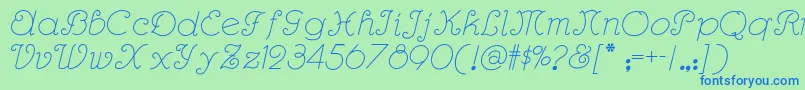 Rhumbascriptnf Font – Blue Fonts on Green Background