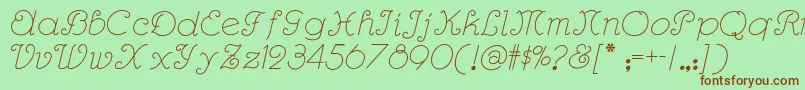 Rhumbascriptnf Font – Brown Fonts on Green Background