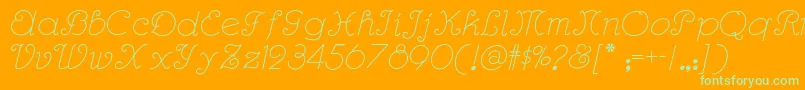 Rhumbascriptnf Font – Green Fonts on Orange Background