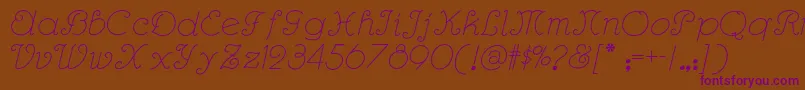 Rhumbascriptnf Font – Purple Fonts on Brown Background