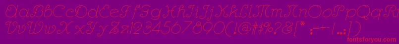 Rhumbascriptnf-Schriftart – Rote Schriften auf violettem Hintergrund