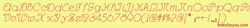 Rhumbascriptnf Font – Red Fonts on Yellow Background