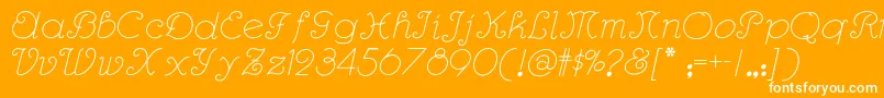 Rhumbascriptnf-Schriftart – Weiße Schriften auf orangefarbenem Hintergrund