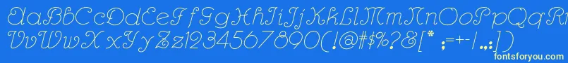Rhumbascriptnf Font – Yellow Fonts on Blue Background