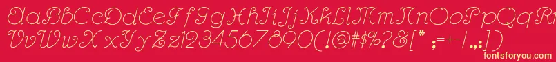 Rhumbascriptnf Font – Yellow Fonts on Red Background