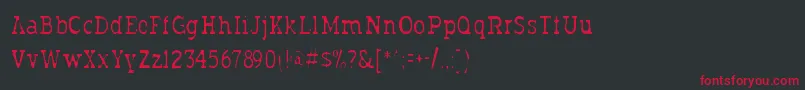 フォントTypodermicgaunt – 黒い背景に赤い文字