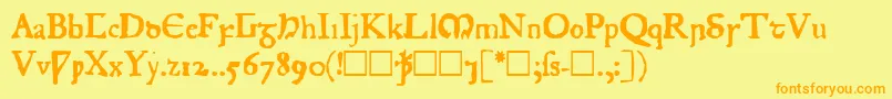 JuniusRough-Schriftart – Orangefarbene Schriften auf gelbem Hintergrund