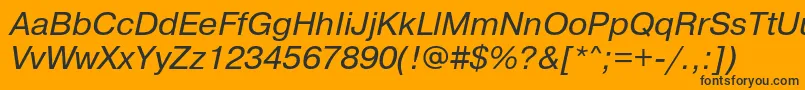 PragmaticaBookItalic-Schriftart – Schwarze Schriften auf orangefarbenem Hintergrund