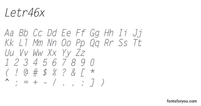Schriftart Letr46x – Alphabet, Zahlen, spezielle Symbole