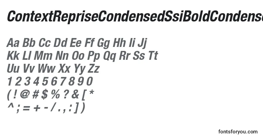Шрифт ContextRepriseCondensedSsiBoldCondensedItalic – алфавит, цифры, специальные символы