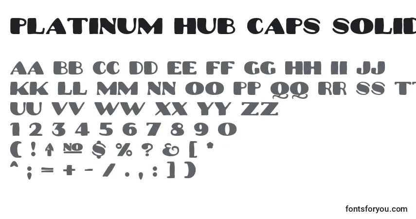 A fonte Platinum Hub Caps Solid – alfabeto, números, caracteres especiais
