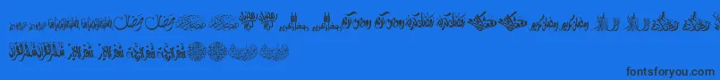 FelicitationArabicRamadan-Schriftart – Schwarze Schriften auf blauem Hintergrund
