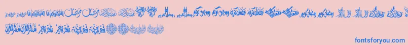 FelicitationArabicRamadan-Schriftart – Blaue Schriften auf rosa Hintergrund