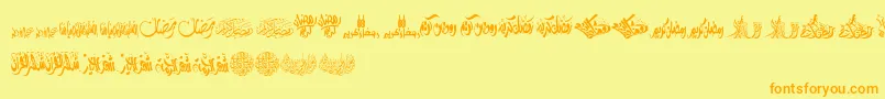 FelicitationArabicRamadan-Schriftart – Orangefarbene Schriften auf gelbem Hintergrund