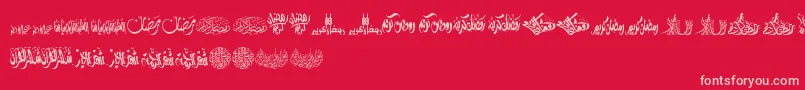 FelicitationArabicRamadan Font – Pink Fonts on Red Background